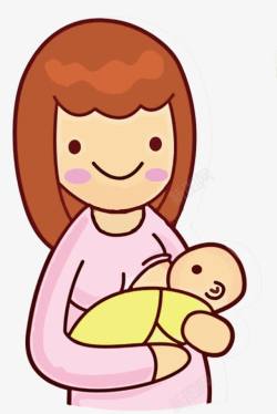 新手妈妈卡通母乳喂养宝宝高清图片