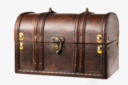 棕色箱子深棕色带划痕和铆钉的复古木盒实高清图片