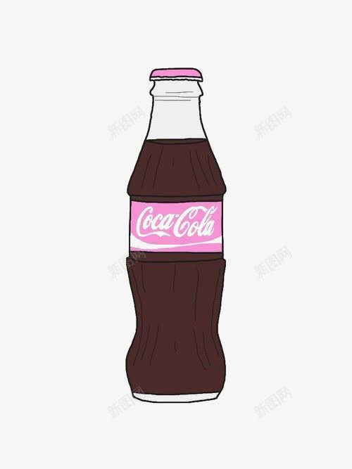 可乐png免抠素材_88icon https://88icon.com 卡通 可乐瓶 可口可乐 手绘 樱花味可乐 瓶装可乐