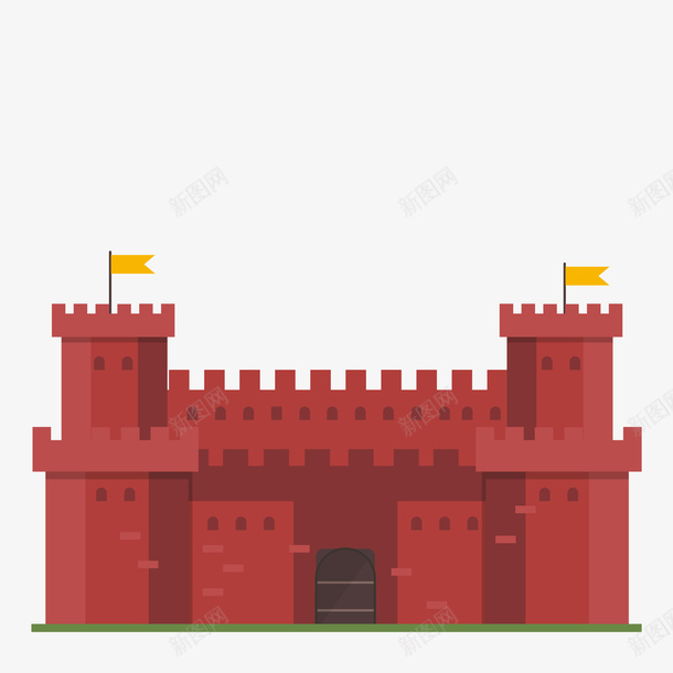 红色城堡矢量图ai免抠素材_88icon https://88icon.com 城堡 城墙 城楼 守卫 海底城堡 红色 红色城墙 矢量图
