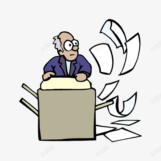 卡通老头和飘起来的纸张png免抠素材_88icon https://88icon.com 人物 卡通 白头发 白纸 纸张 老头 飞起来