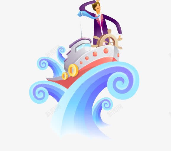 卡通海浪png免抠素材_88icon https://88icon.com 卡通海 卡通海浪 游艇 轮船