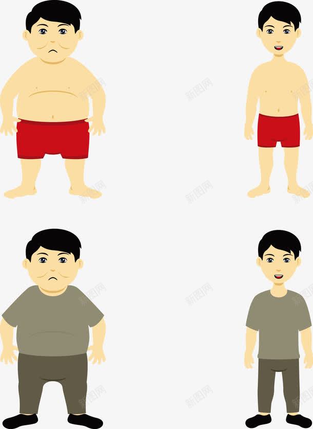 肥胖男子矢量图ai免抠素材_88icon https://88icon.com 健身 减肥 卡通 对比 胖瘦 矢量图