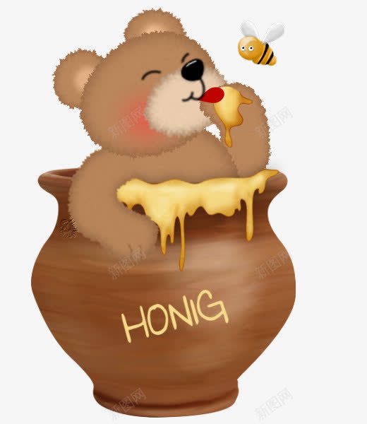 偷吃蜂蜜的小熊png免抠素材_88icon https://88icon.com 卡通 小熊 手绘 蜂蜜 蜜罐 蜜蜂