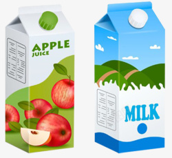 苹果饮品卡通牛奶水果盒罐高清图片