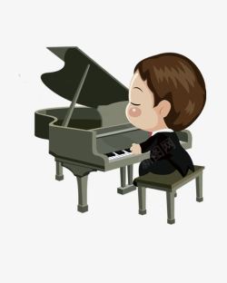 弹钢琴的小女孩素材