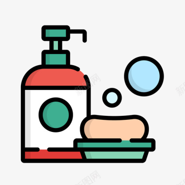 科技感线稿洗手液清洁图标图标