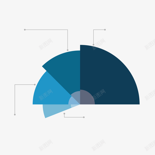 蓝色半圆占比矢量图ai免抠素材_88icon https://88icon.com 分析 半圆 占比 商务 圆点 线形 蓝色 矢量图