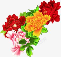 鲜艳开放的海棠花手绘彩绘素材