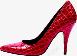 红色豹纹时尚女鞋素材