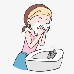 洗脸的女孩卡通图素材