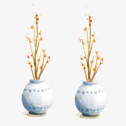 中国古典花瓶和插花艺术素材