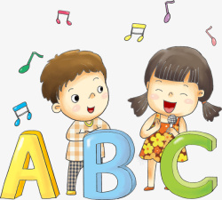小孩免扣PNG图卡通手绘唱歌的小孩高清图片