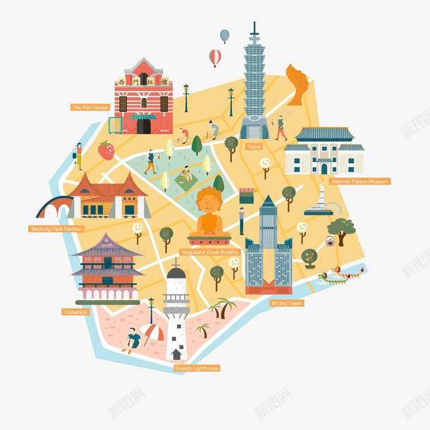 手绘旅行路线图地图png免抠素材_88icon https://88icon.com 地图 手绘地图 旅行图 旅行地图 景点地图 线路图 路线图