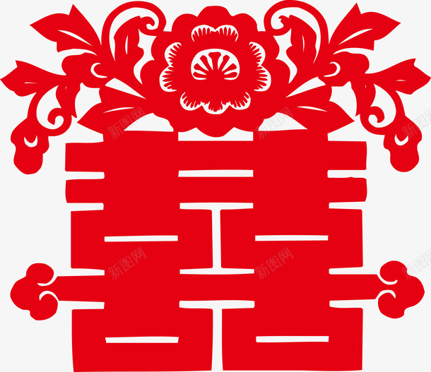 红色囍字剪纸图png免抠素材_88icon https://88icon.com 剪纸 双喜 喜字贴 囍 囍底纹 大红喜字 婚庆 底纹 窗花帖 红色