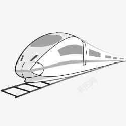 手绘行驶中的列车手绘一辆铁路上行驶的高铁高清图片