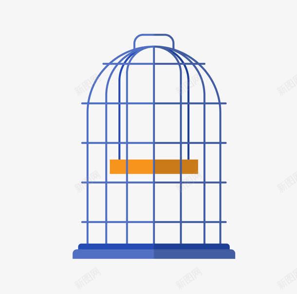 蓝色的铁丝做的鸟笼png免抠素材_88icon https://88icon.com 卡通手绘 囚笼 笼子 蓝色 铁丝 鸟笼