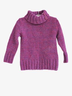 紫色高领针织加厚儿童毛衣素材