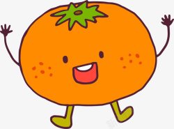 举起手的橙色橘子素材