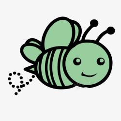 密封手绘绿色的小蜜蜂矢量图高清图片