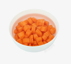 红萝卜丁碗里切好的胡萝卜丁高清图片