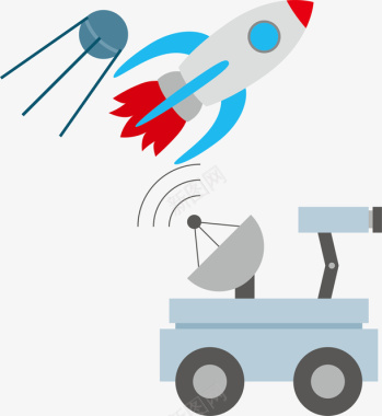 日系猫咪火箭月球车世界航空日卡通航天素矢量图图标图标