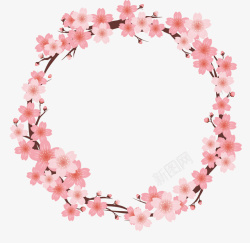 美丽桃花素材粉色的花环矢量图高清图片