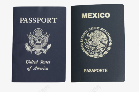 黑色背景黑色美国护照和黑色墨西哥护照实图标图标
