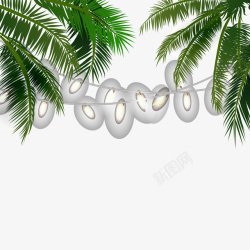 彩灯串装饰贺卡彩灯串装饰的棕榈树矢量图高清图片