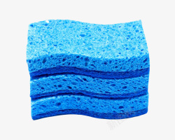 蓝色层叠着带弹性的海绵清洁用品素材