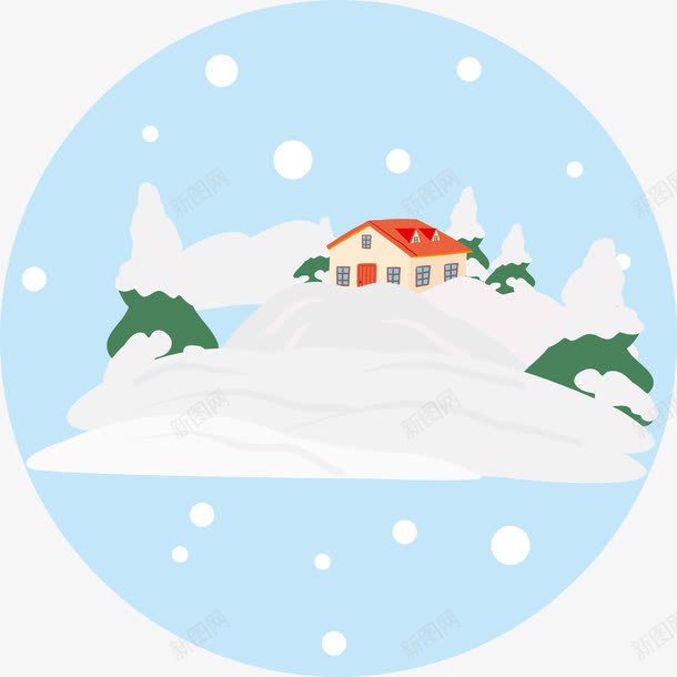 雪天房屋png免抠素材_88icon https://88icon.com 下雪 卡通房子 卡通风景 建筑 房屋建设 雪天 雪松 风景