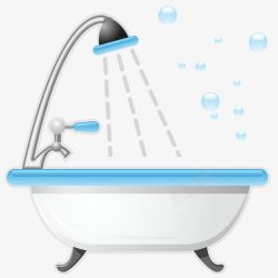 家电淋浴头手绘浴缸高清图片
