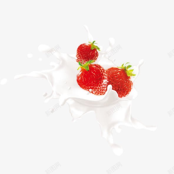 牛奶psd免抠素材_88icon https://88icon.com 动感 奶花 水滴 水珠 水花 泼溅 液体 牛奶 白色 草莓