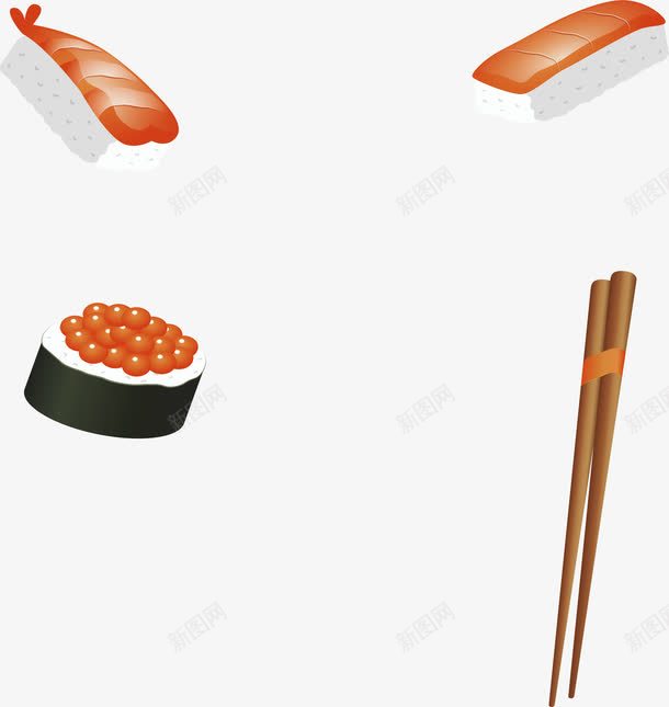 日式寿司边框png免抠素材_88icon https://88icon.com 三文鱼 寿司 日式寿司 日本美食 矢量png 鱼子酱