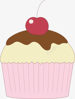 粉色卡通蛋糕粉红樱桃杯子蛋糕矢量图高清图片