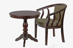 红木制成的圆桌子与椅子素材