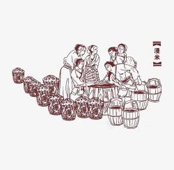 古代酿酒村庄古代酿酒图插图元素高清图片