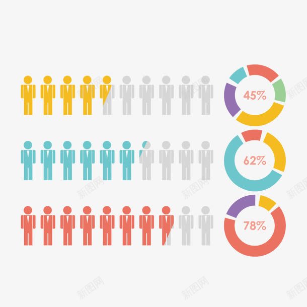 红色小人数据分析pptpng免抠素材_88icon https://88icon.com ppt 数据分析 百分比 矢量素材 红色小人