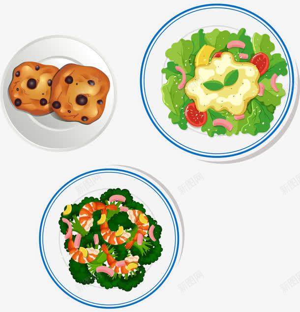 手绘食物png免抠素材_88icon https://88icon.com 减肥餐 卡通 手绘 曲奇饼 蔬菜沙拉 虾仁炒西蓝花 食物