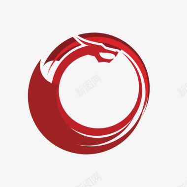 中国红飞龙圆形印章图标图标