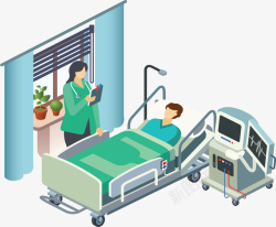 住院在重症监护室的病人矢量图高清图片