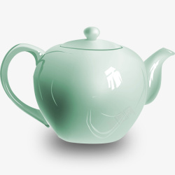 淡绿色陶瓷茶壶素材