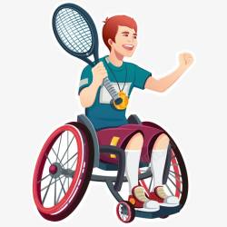 短的缺陷残疾人网球运动员插画高清图片
