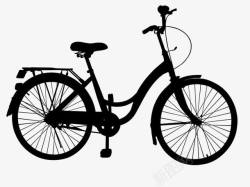 大小轮子自行车自行车轮廓剪影图标高清图片