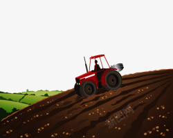 农地插画机械耕种农田插画高清图片