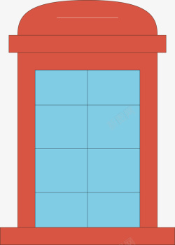 透明的玻璃门红色电话亭矢量图高清图片