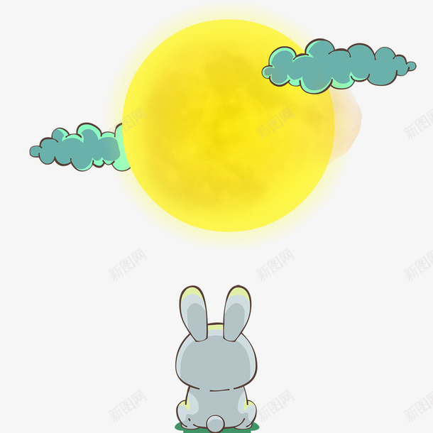 创意中秋节望月的兔子psd免抠素材_88icon https://88icon.com 中秋节 传统节日 兔子 卡通 思念故乡 望月