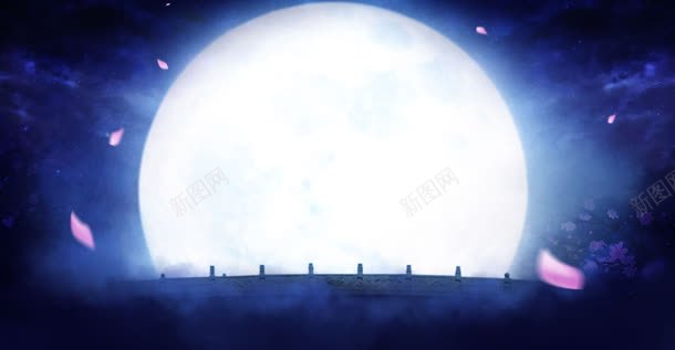 明亮月光下的桥海报背景背景