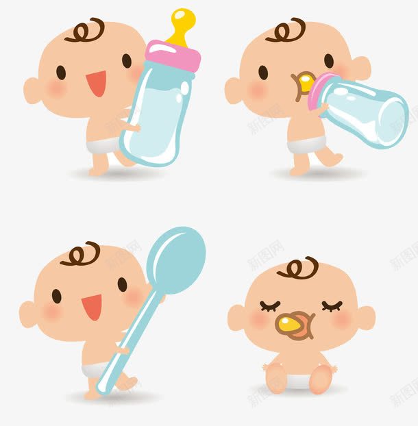 卡通宝宝png免抠素材_88icon https://88icon.com 奶嘴图案 婴儿喝奶 安抚奶嘴 宝宝 插画