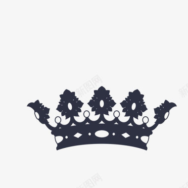 黑色手绘的皇冠剪影图标图标